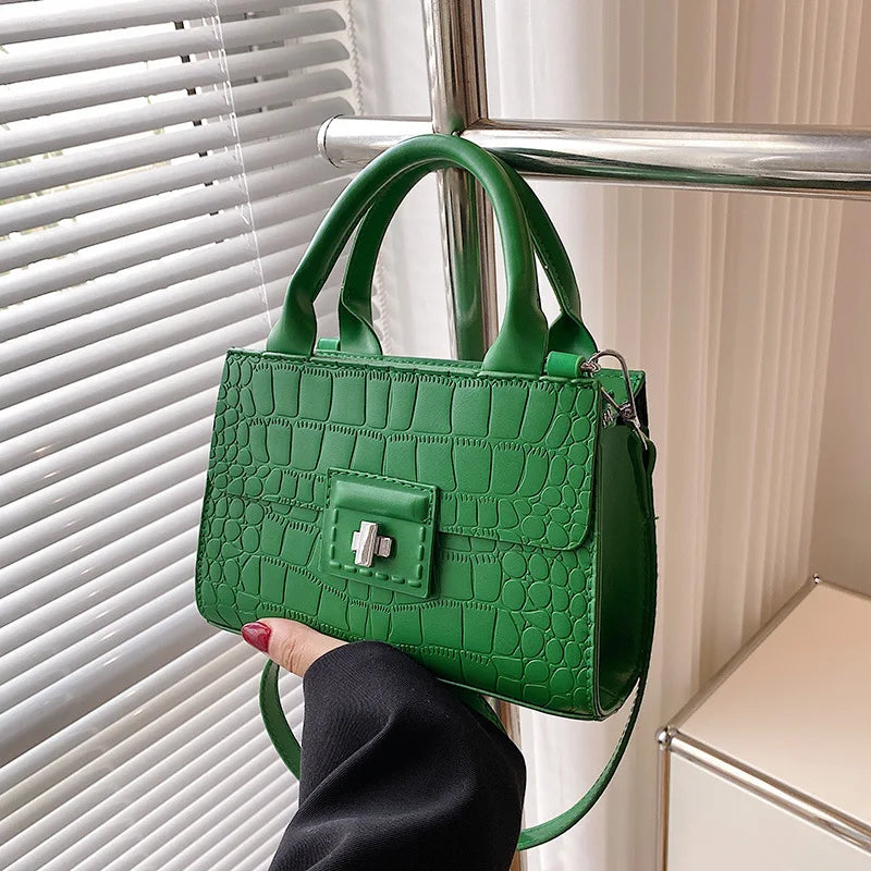 Vintage Crocodile Pattern Crossbody Bag for Women