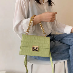 Crocodile Pattern Crossbody Bags Chain Handbag Small Bag PU Leather