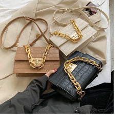 Crocodile Pattern Crossbody Bags Chain Handbag Small Bag PU Leather