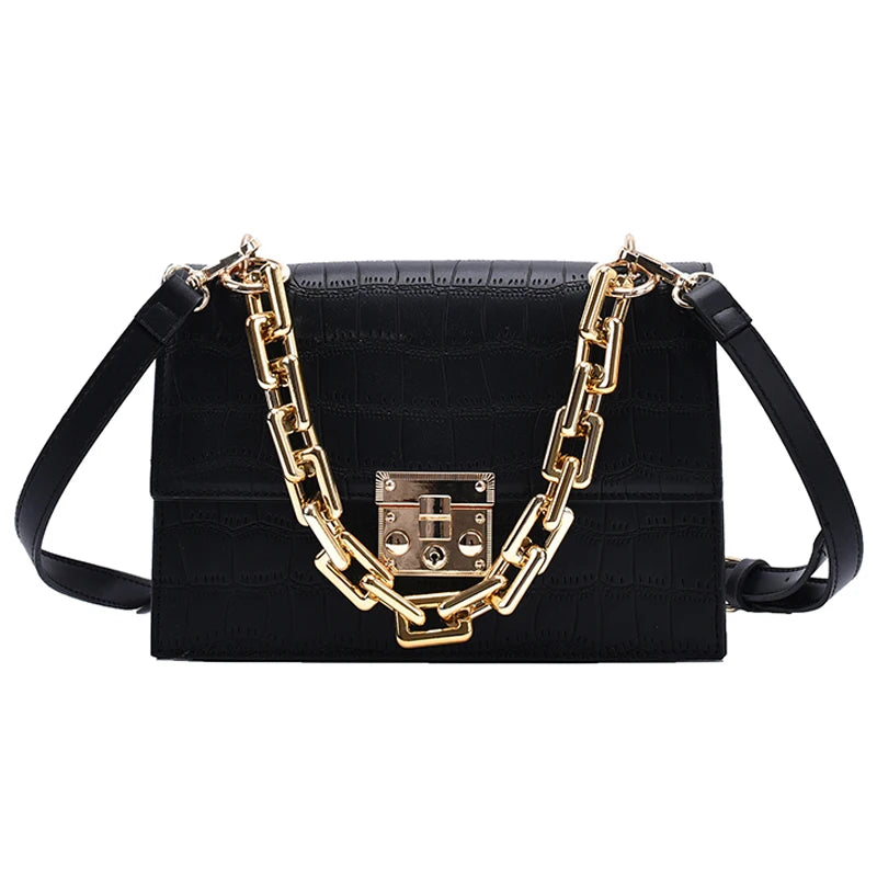 Crocodile Pattern Crossbody Bags Chain Handbag Small Bag PU Leather