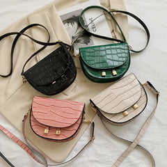Crocodile Pattern Crossbody Bags for Women Half Round Messenger Bag