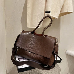 Crocodile Pattern Flap Shoulder Bag Vintage Crossbody Bag Messenger Handbag