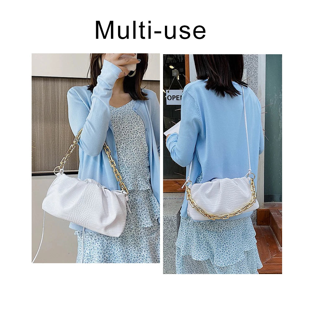 Crocodile Pattern Handbag Chain Crossbody Bag