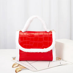Crocodile Pattern Handbags Women Bags Fleece Shoulder Bag