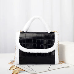 Crocodile Pattern Handbags Women Bags Fleece Shoulder Bag