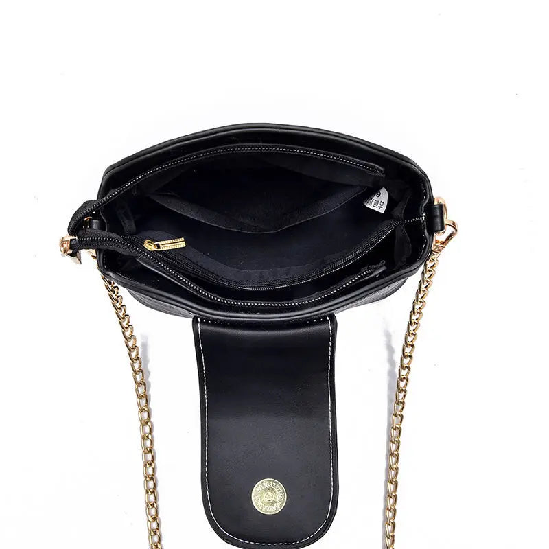 Crocodile Pattern Leather Saddle Bag Shoulder Handbag