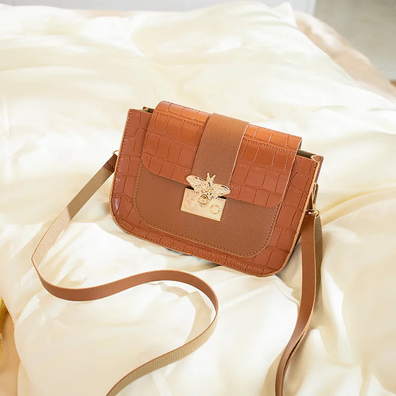 Crocodile Pattern Messenger Bag Tote Purse Women Shoulder Handbag