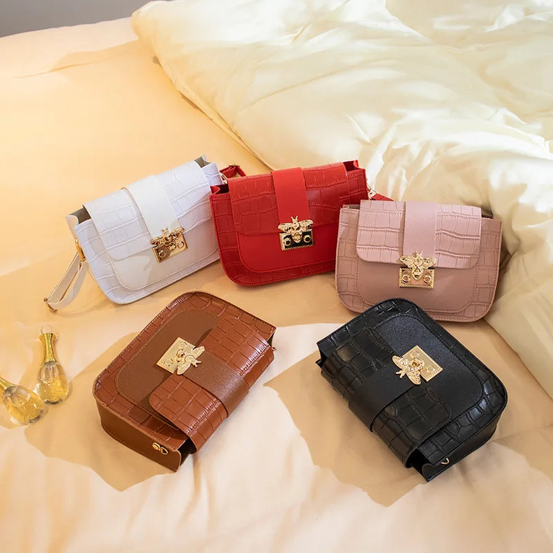 Crocodile Pattern Messenger Bag Tote Purse Women Shoulder Handbag