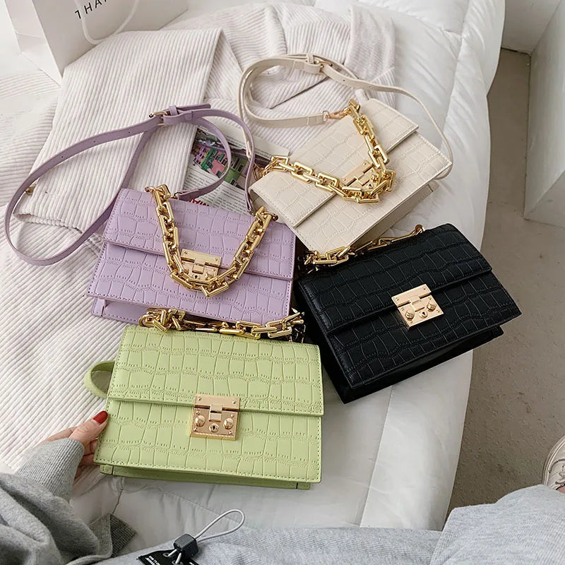 Crocodile Pattern PU Leather Crossbody Shoulder Bag For Women