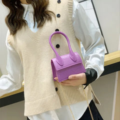 Crocodile Pattern Pu Chain Ladies Small Square Bag Buckle Shoulder Bag