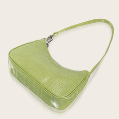 Purple Crocodile Pattern Leather Shoulder Bag