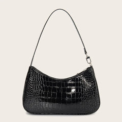 Purple Crocodile Pattern Leather Shoulder Bag