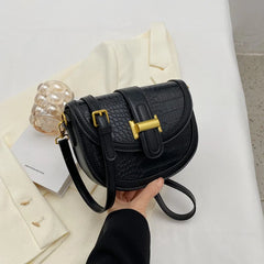 Crocodile Pattern Crossbody Saddle Bag for Women