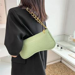 Crocodile Pattern Shoulder Bag Chain Handbags Purse Women Small Crossbody Bag