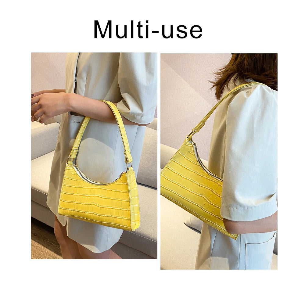 Crocodile Pattern Shoulder Bag Chain Clutch Ladies Shopper