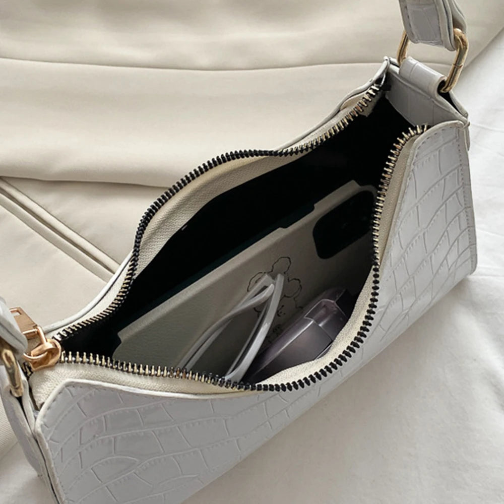 Crocodile Pattern Shoulder Bag Chain Clutch Ladies Shopper