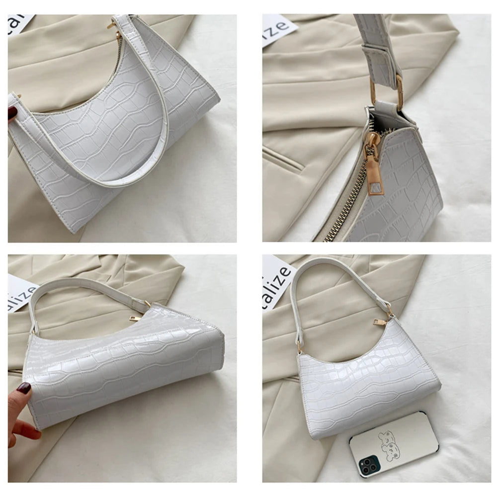 Crocodile Pattern Shoulder Bag Chain Clutch Ladies Shopper