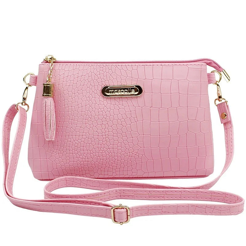Crocodile Pattern Shoulder Bag PU Leather Messenger Bag for Women