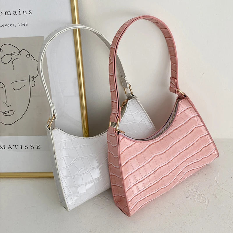 Crocodile Pattern Shoulder Bag Retro Casual Bag Female Leather