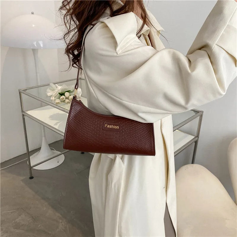 Crocodile Pattern Shoulder Bag Women PU Leather Portable Messenger Handbags