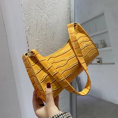 Crocodile Pattern Shoulder Bag for Women Ladies Underarm Bag PU Leather