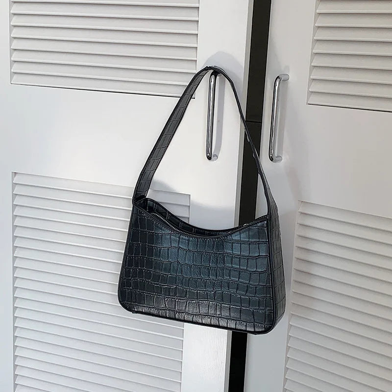 Crocodile Pattern Shoulder Side Bags For Women Vintage PU Leather Bag