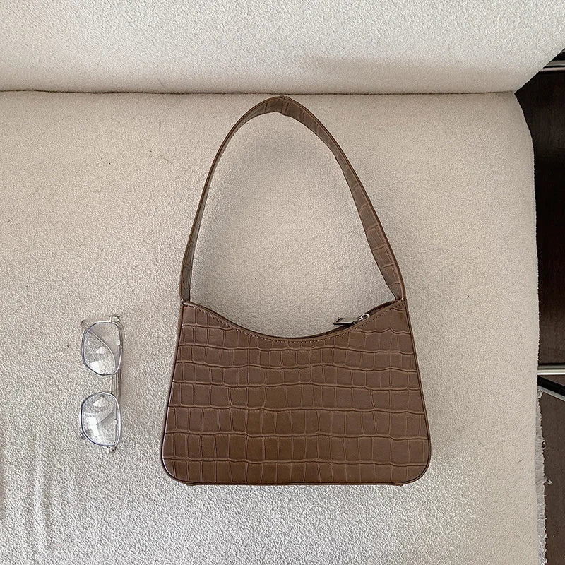 Crocodile Pattern Shoulder Side Bags For Women Vintage PU Leather Bag