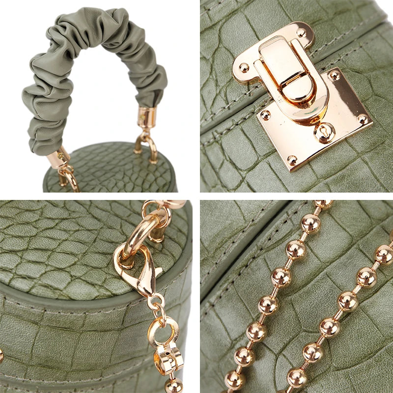 Crocodile Pattern Bucket Bag Crossbody  Purses Handbags Female Bag