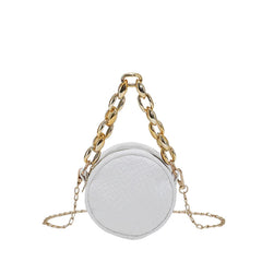 Crocodile Pattern Mini Round Bag Chain Women's Bag
