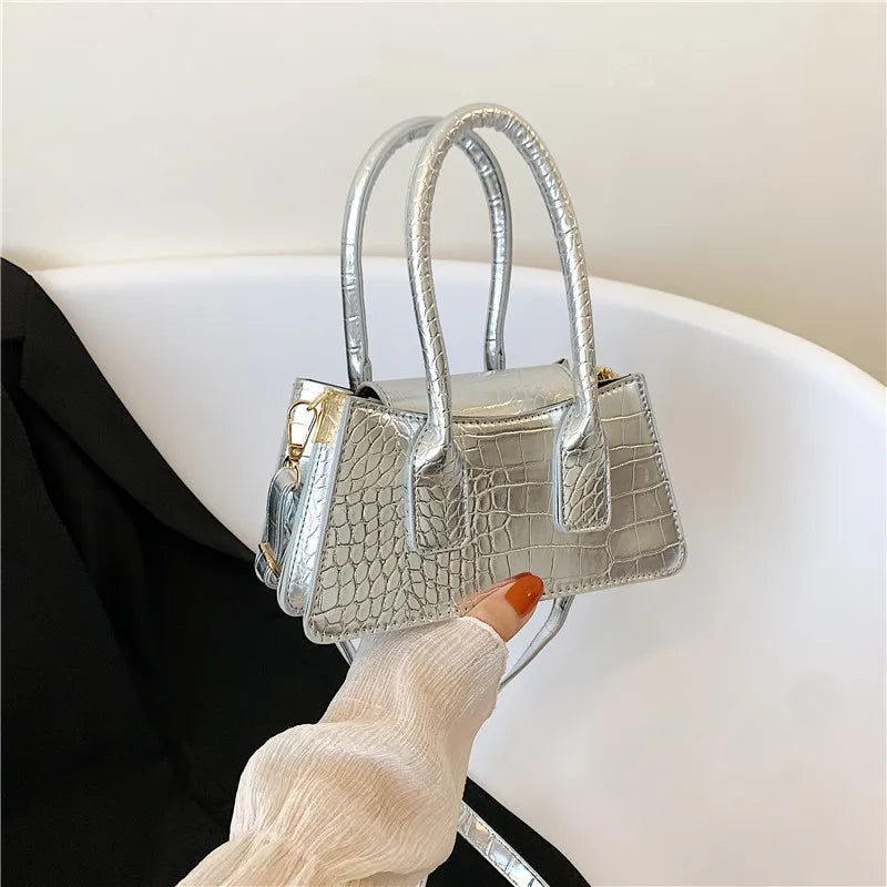 Crocodile Pattern Small Tote Bag Solid Crossbody Bags for Women Shoulder Bag