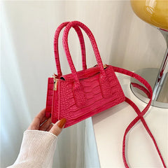 Crocodile Pattern Small Tote Bag Solid Crossbody Bags for Women Shoulder Bag
