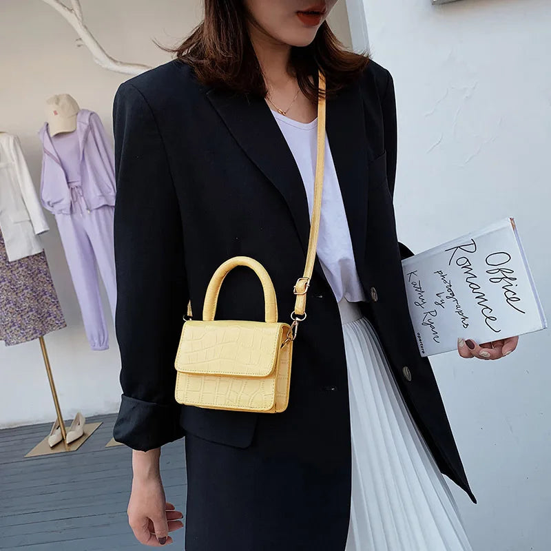 Crocodile Pattern Top-handle Bag Women's Handbags Solid Ladies Messenger Bags