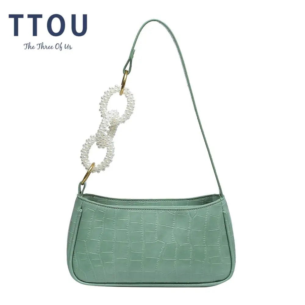 Crocodile Pattern Underarm Tote Bag Leather Shoulder Handbag