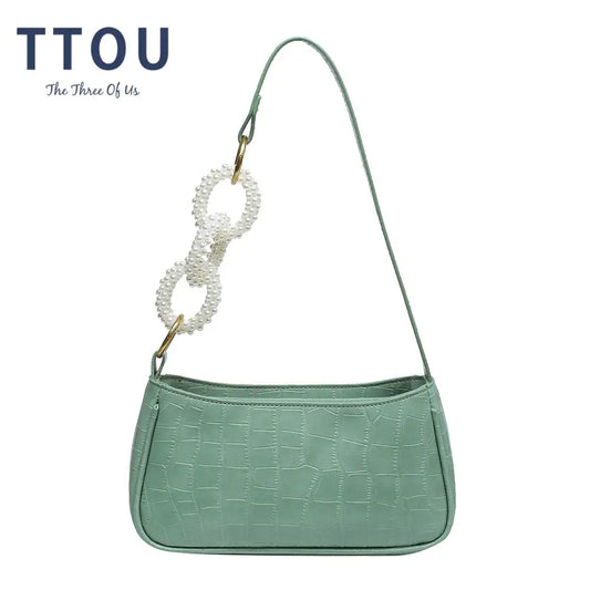 Crocodile Pattern Underarm Tote Bag Leather Shoulder Handbag