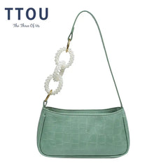 Crocodile Pattern Underarm Tote Bag Leather Shoulder Handbag
