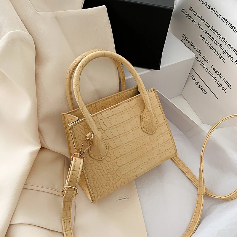 Crocodile Pattern Women Small Square Bags Classic PU Leather Ladies Crossbody