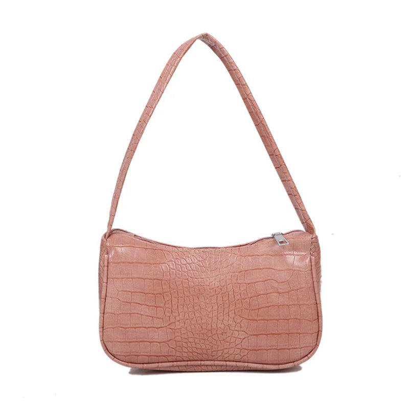 Crocodile Pattern Women Underarm Bag PU Leather Ladies Shoulder Tote Purse Handb
