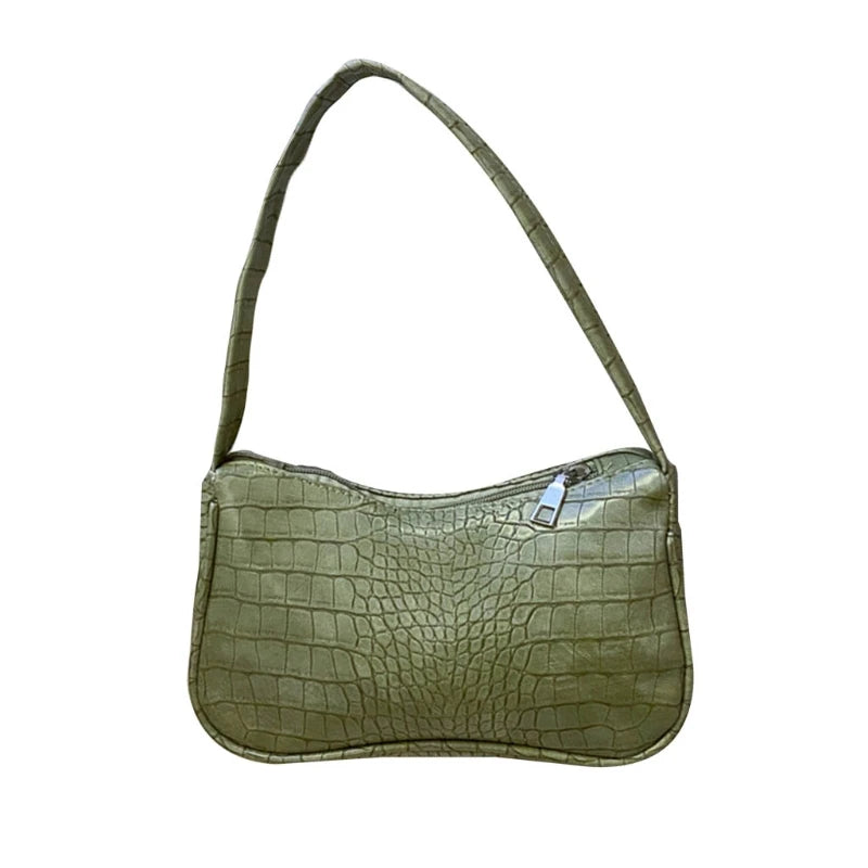Crocodile Pattern Women Underarm Bag PU Leather Small Shoulder Bags