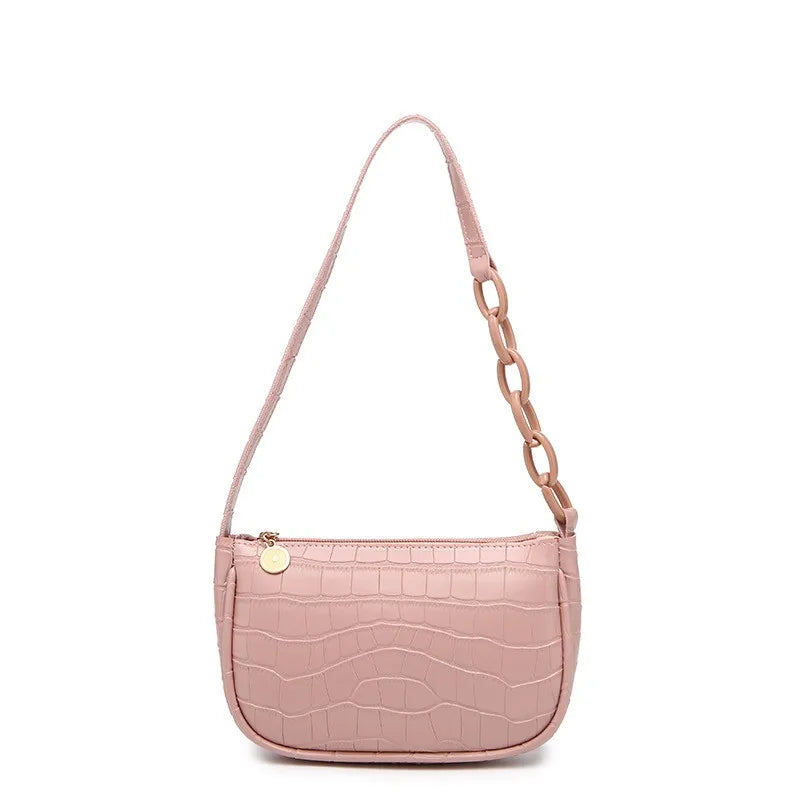 Vintage Crocodile Pattern Women Underarm Bag PU Leather Small Shoulder Bags