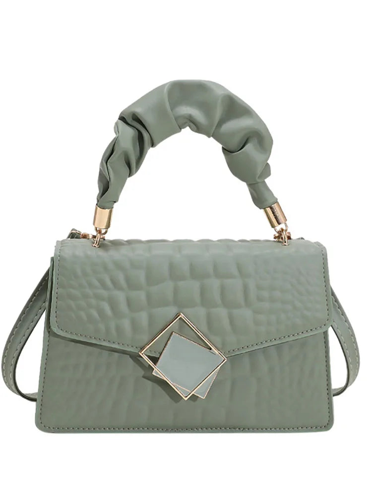 Crocodile Pattern Women's Bag Pleated Top Handle Shoulder Crossbody Bags