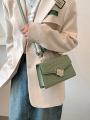 Crocodile Pattern Women's Bag Pleated Top Handle Shoulder Crossbody Bags