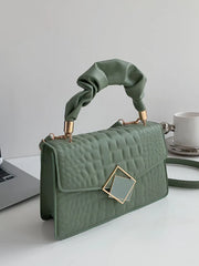 Crocodile Pattern Women's Bag Pleated Top Handle Shoulder Crossbody Bags