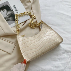 Crocodile Pattern Zipper Handbags Embossed Shoulder Bag