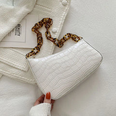Crocodile Pattern Zipper Handbags Embossed Lacquer Shoulder Bag for Women