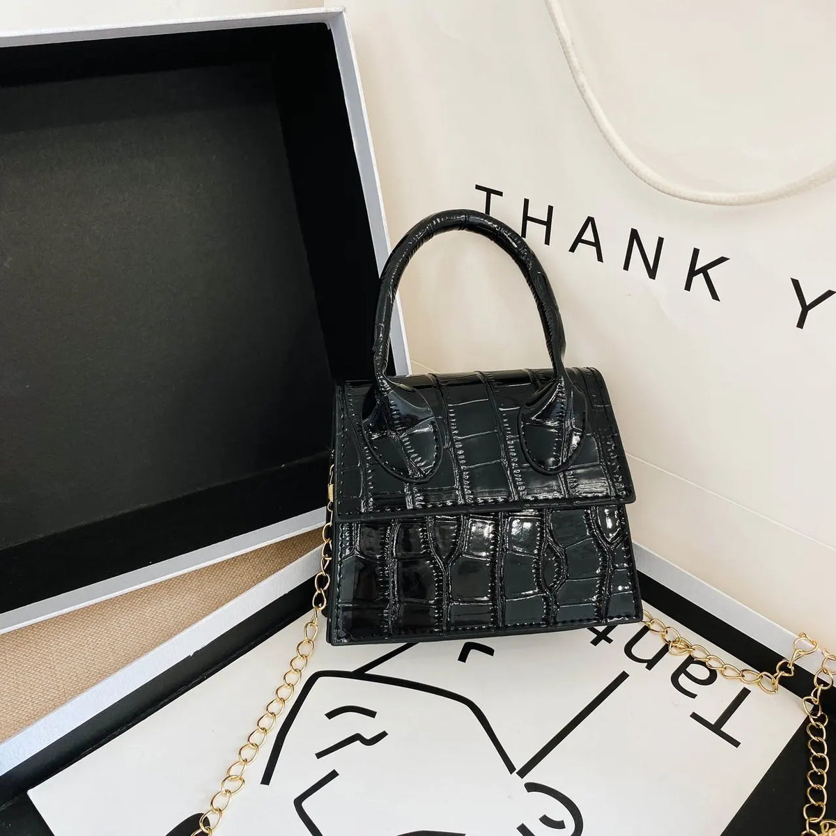 Crocodile Print Mini Shoulder Bag for Women