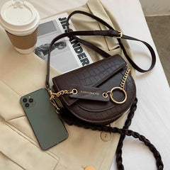 Crocodile Semicircle Saddle Bags Women's Crossbody Bags