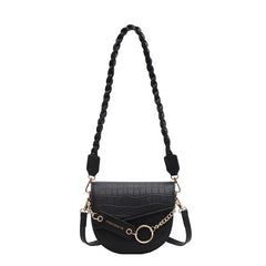 Crocodile Semicircle Saddle Bags Women's Crossbody Bags