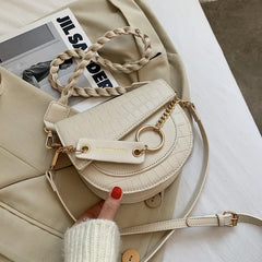 Crocodile Semicircle Saddle Bags Women's Crossbody Bags