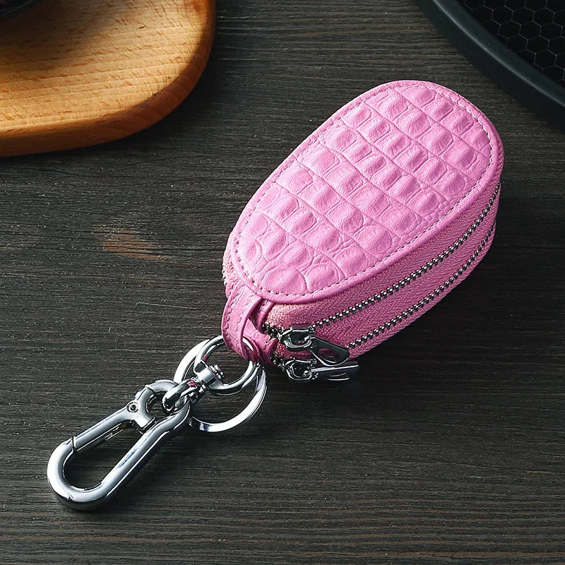 Crocodile pattern Men Car keys keychain PU Leather Casual Key holder