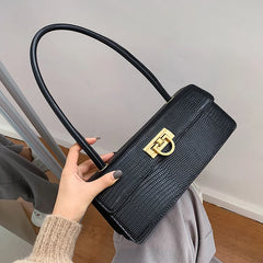 Crocodile Pattern Square Tote Shoulder Bag Vintage PU Leather Handbag